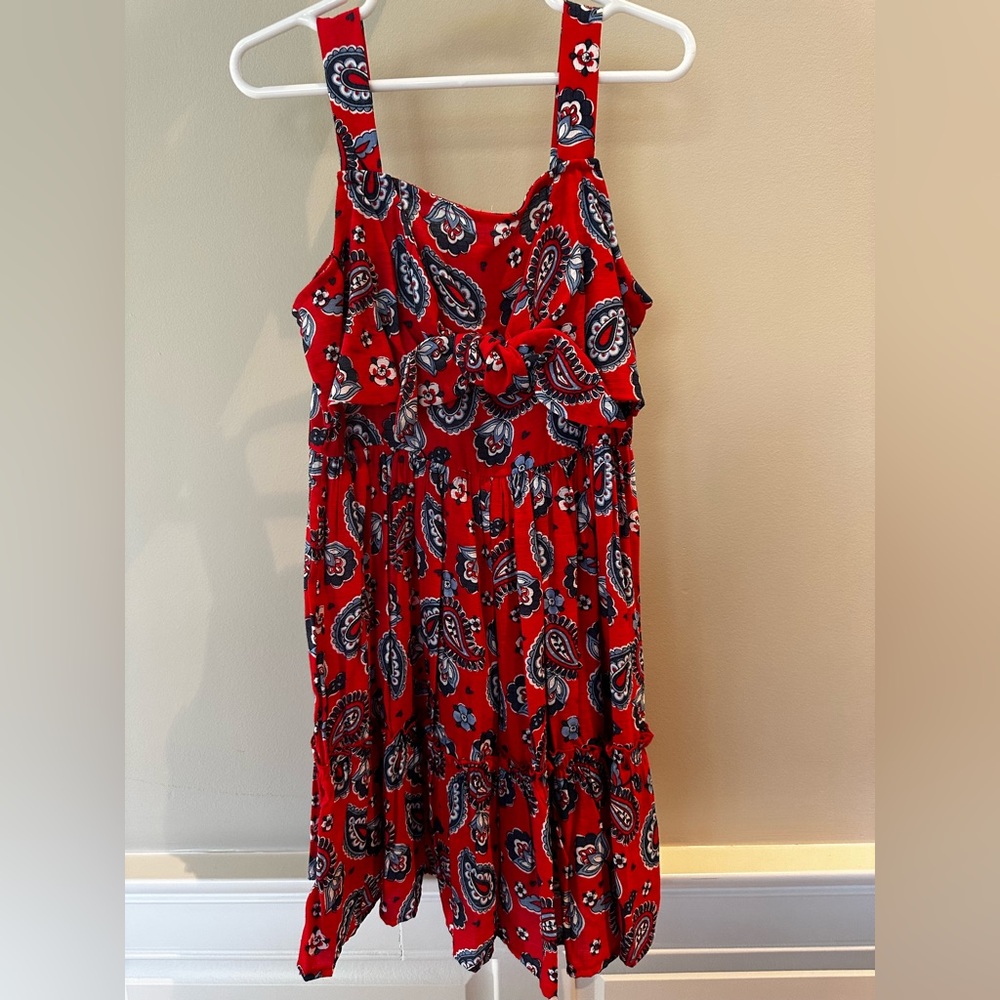 Mayoral red paisley summer dress size 7 (like new)